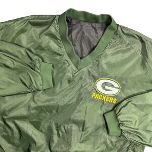 Green Bay Packers Men Large Reversible Pullover Jacket NFL Game Day Green Black